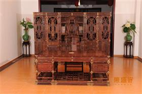 大紅酸枝竹節(jié)大班臺(tái)連凳